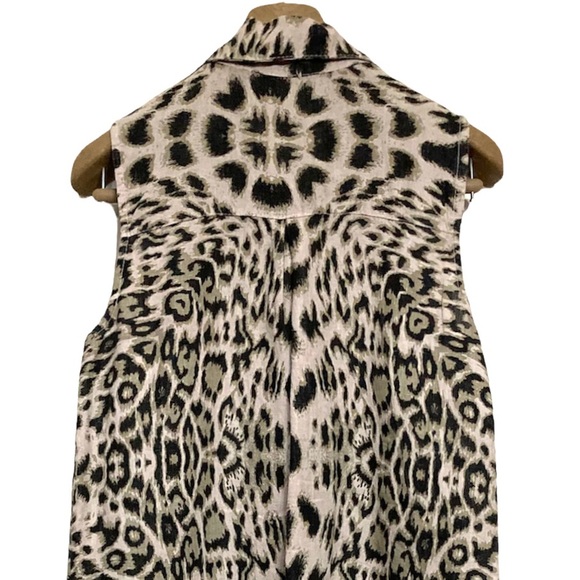 🔥SM•LUNGO L’ARNO•100% LINEN MADE IN ITALY LEOPARD PRINT COLLARED MIDI DRESS🔥 - Picture 6 of 9